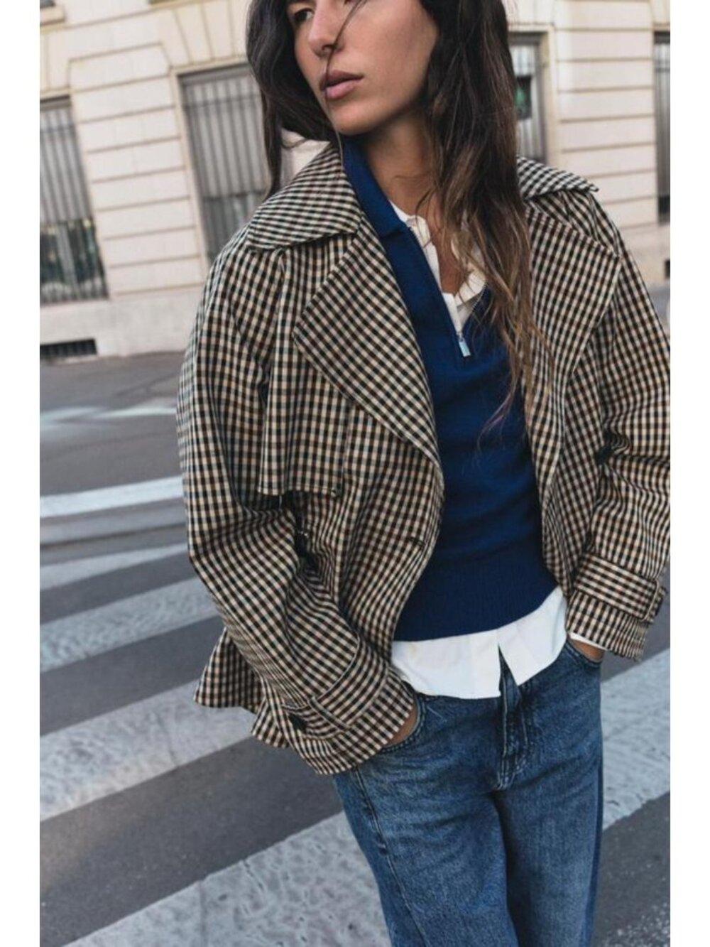 ZARA PLAID DOUBLE-BREASTED TRENCH COAT 6318/292/710